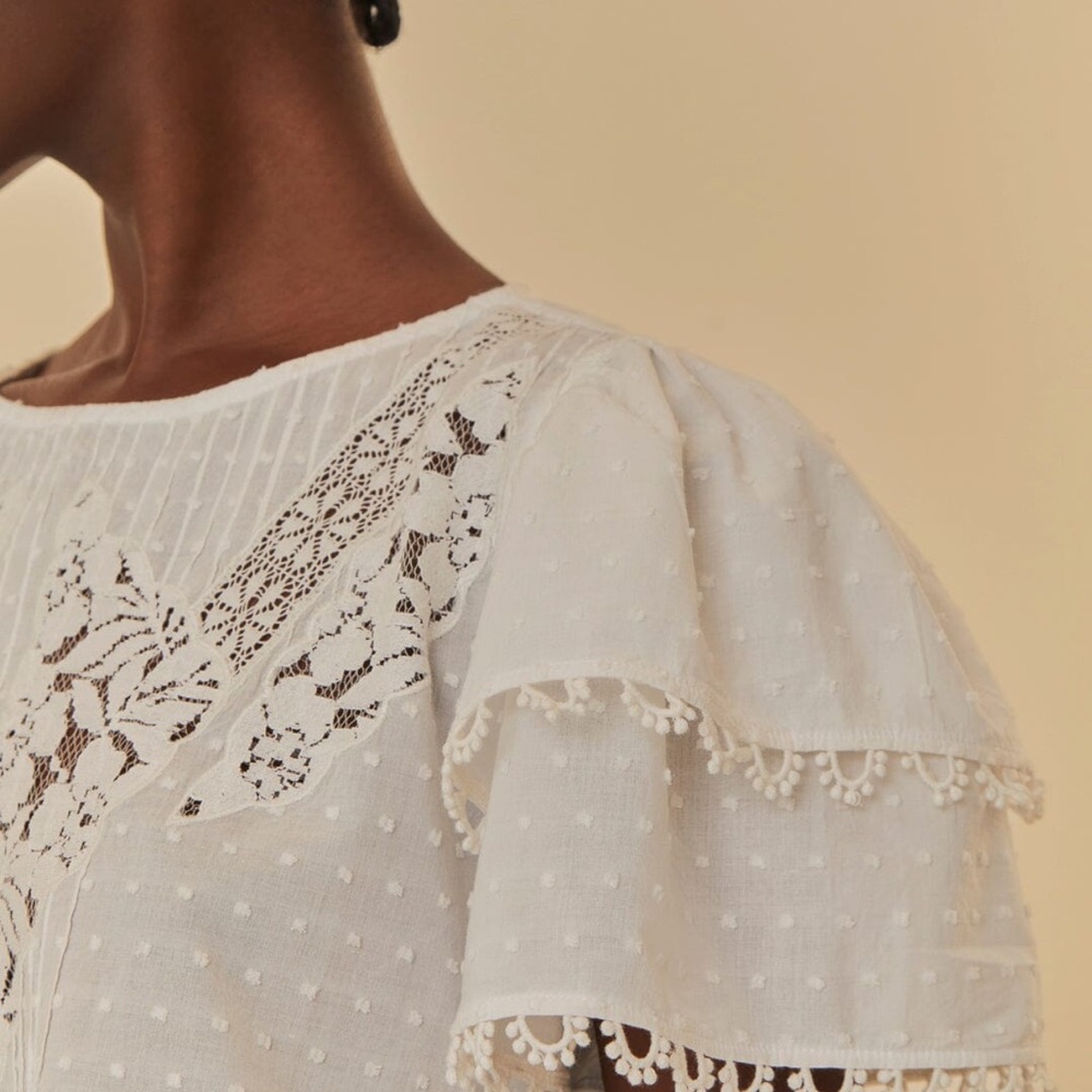 Fram Rio Off-White Ruffle Blouse - Picture 2 of 4